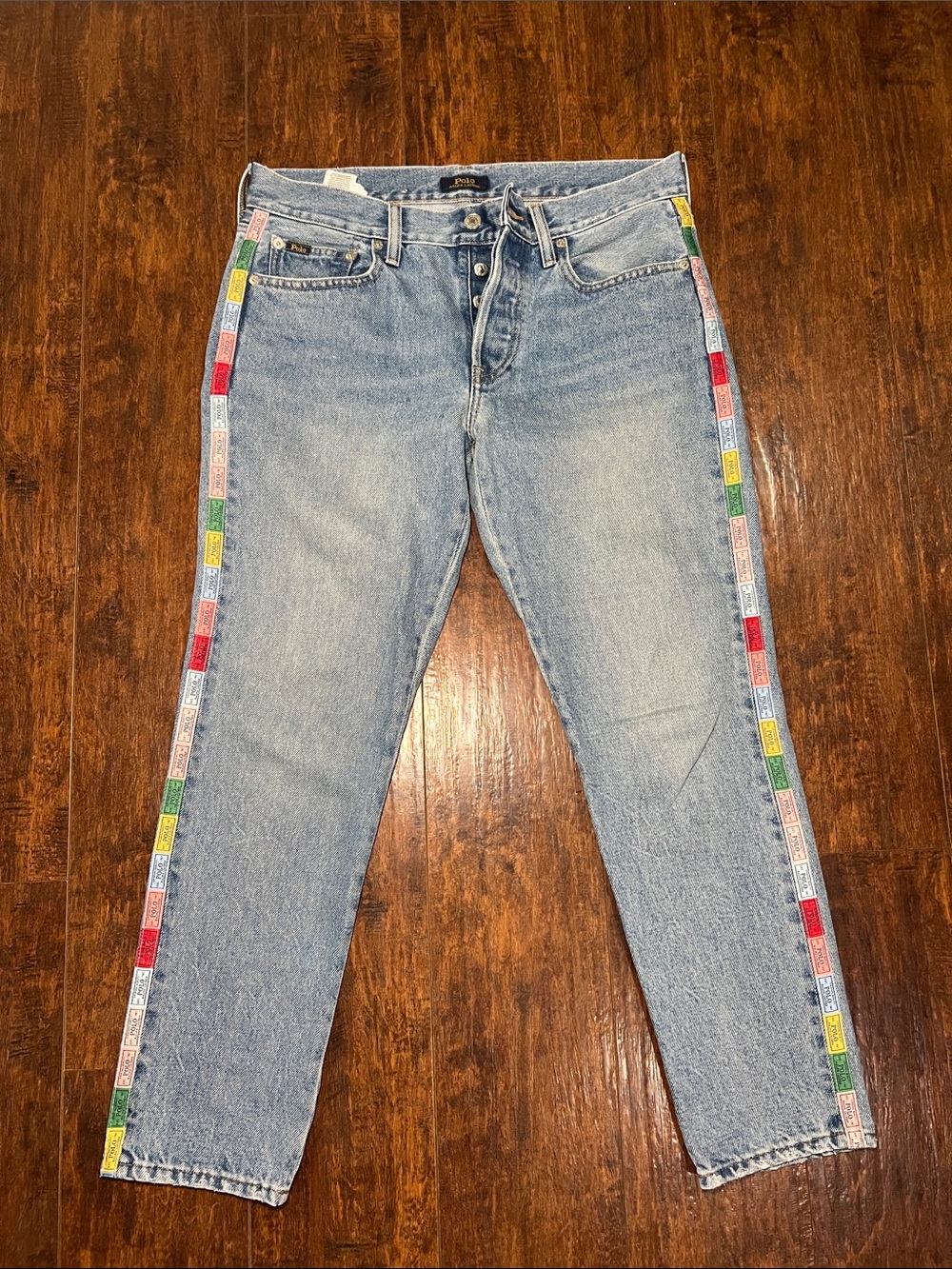 Polo Ralph Lauren Women’s Button Fly Rare Unique Jeans Colorful Ribbon Detail 26
